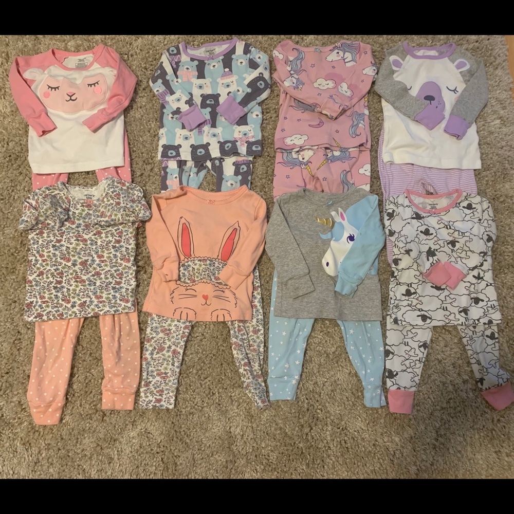 8 Pairs of Carters Cotton Girls Pajamas